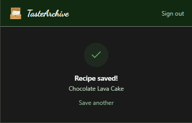 Extension — Recipe saved