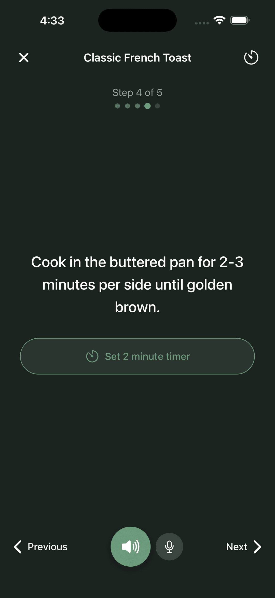 TasteArchive — Hands-free cooking mode